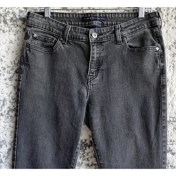 Levis Mid Rise Skinny Jeans Black Charcoal Wash Womens Size 12 Stretch - Picture 2 of 8